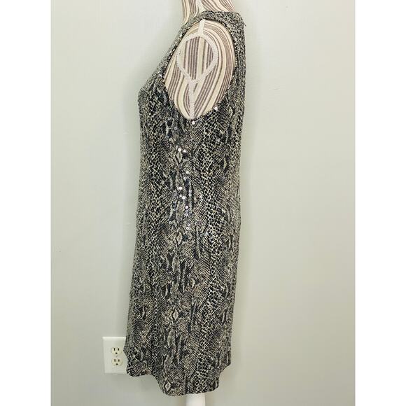 Vintage 90s Chetta B Sequin Dress Women Size 12 Snake Print Sleeveless Cocktail - Picture 6 of 10